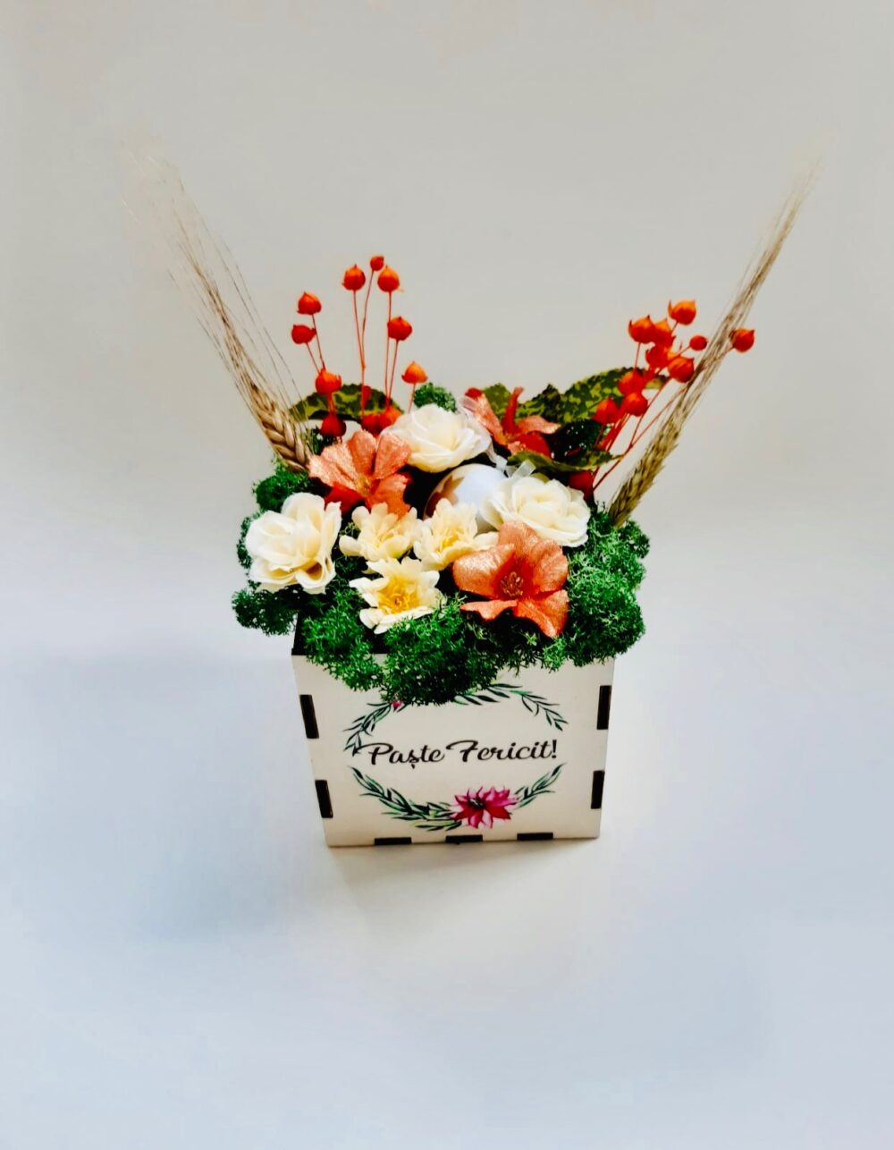 Cutie decorativă din lemn "Paște Fericit" - imagine 2