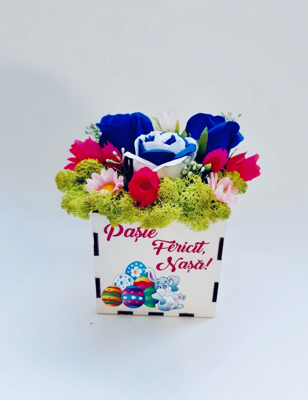 Cutie decorativă din lemn "Paște Fericit, Nașa!" 01 - imagine 2