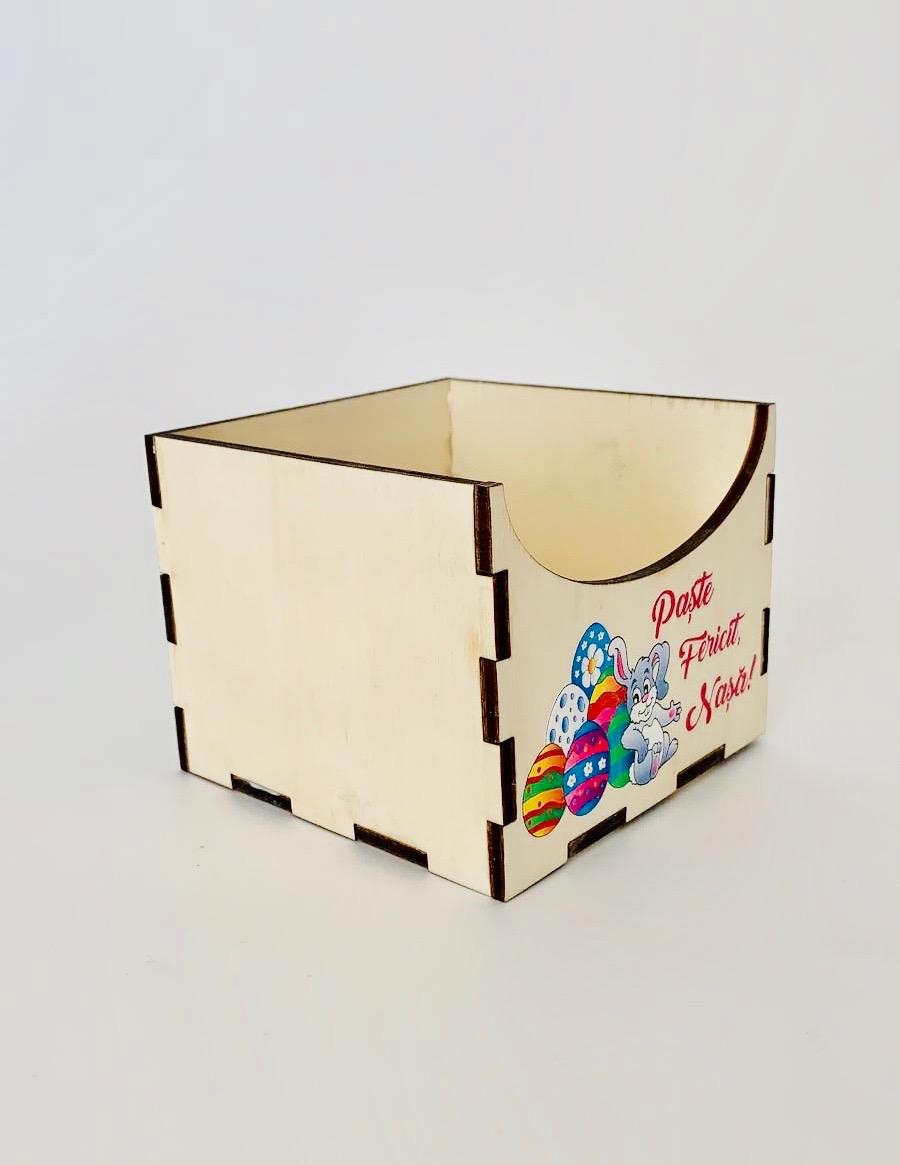 Cutie decorativă din lemn "Paște Fericit, Nașa!" 02 - imagine 2