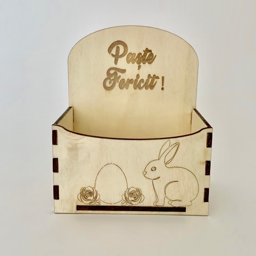 Cutie decorativă tip plic - Paște Fericit - Iepuraș - Ou - imagine 2