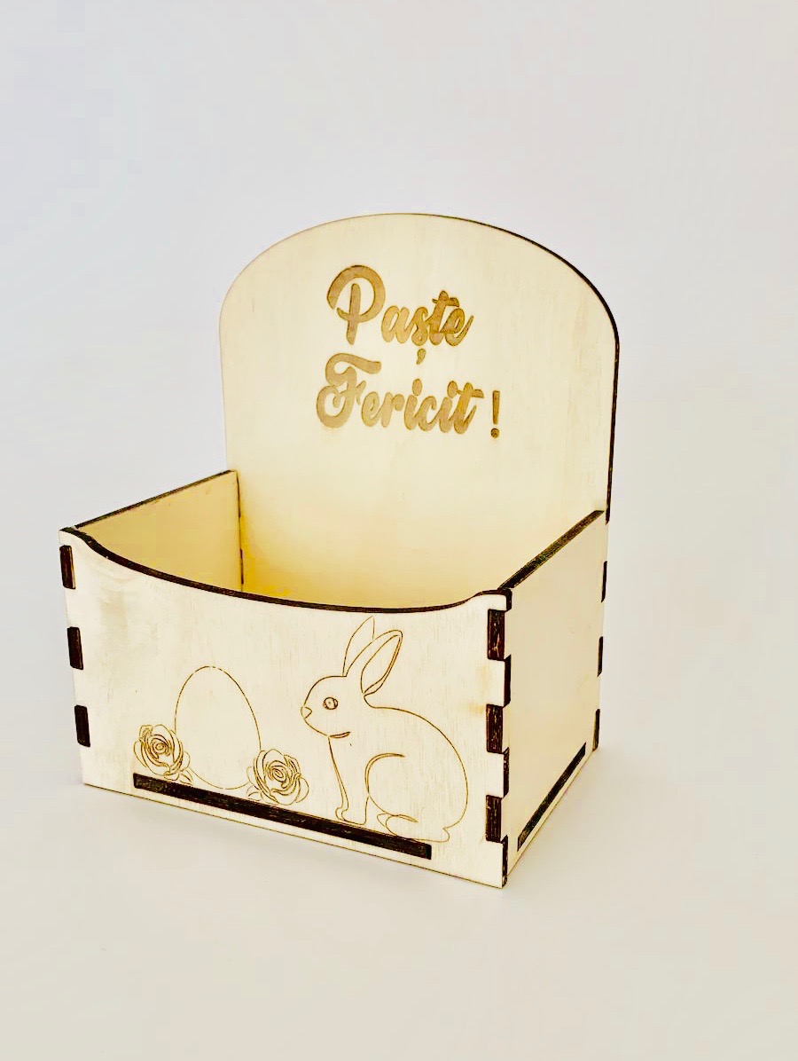 Cutie decorativă tip plic - Paște Fericit - Iepuraș - Ou - imagine 1