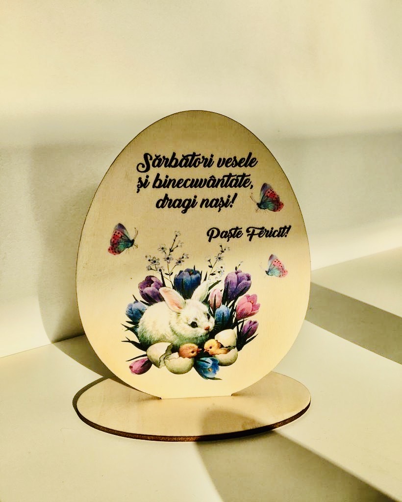 Ou din lemn pentru Paște cu mesaj - imagine 1