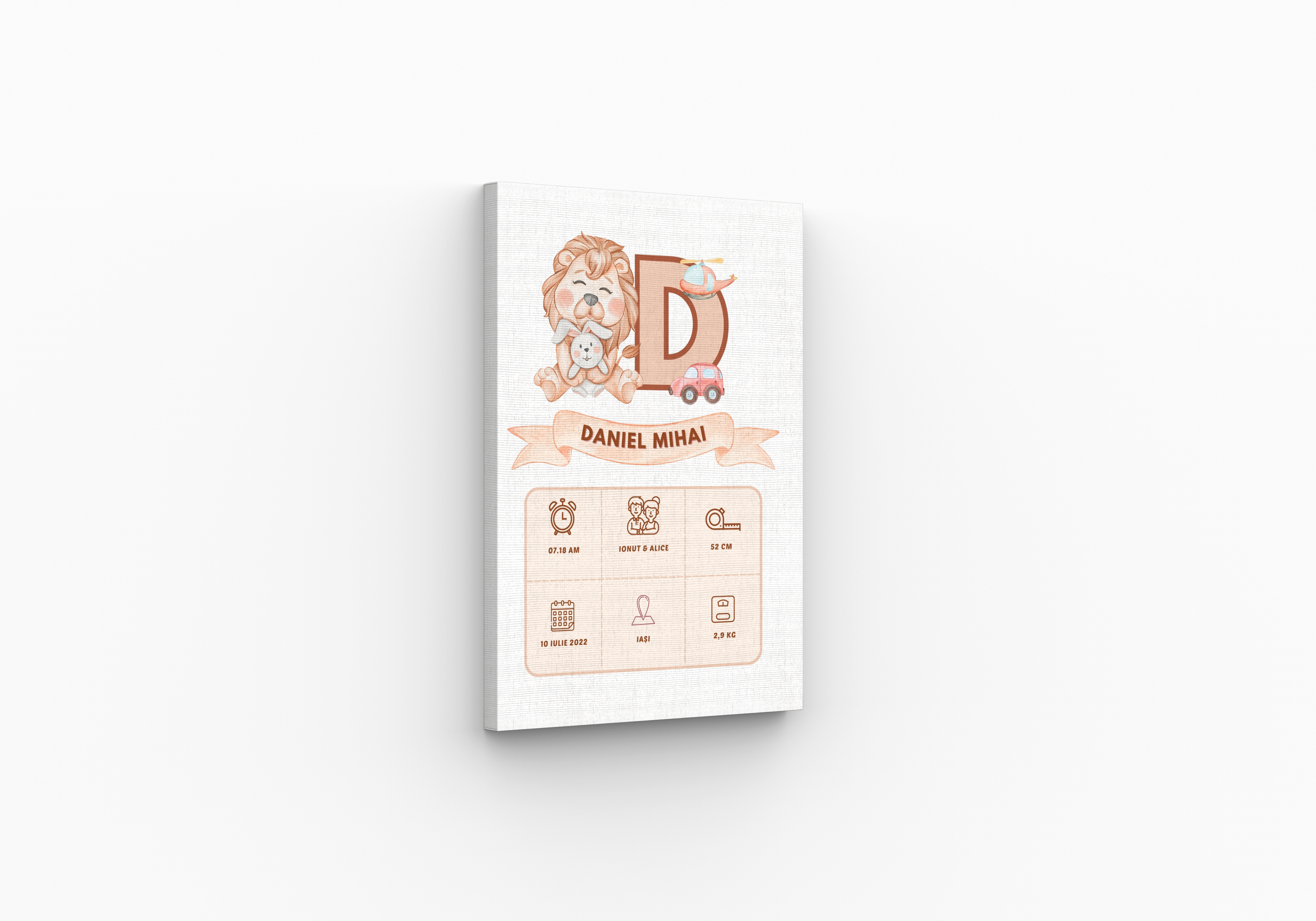 Tablou personalizat cu detaliile nașterii – Leu - imagine 2