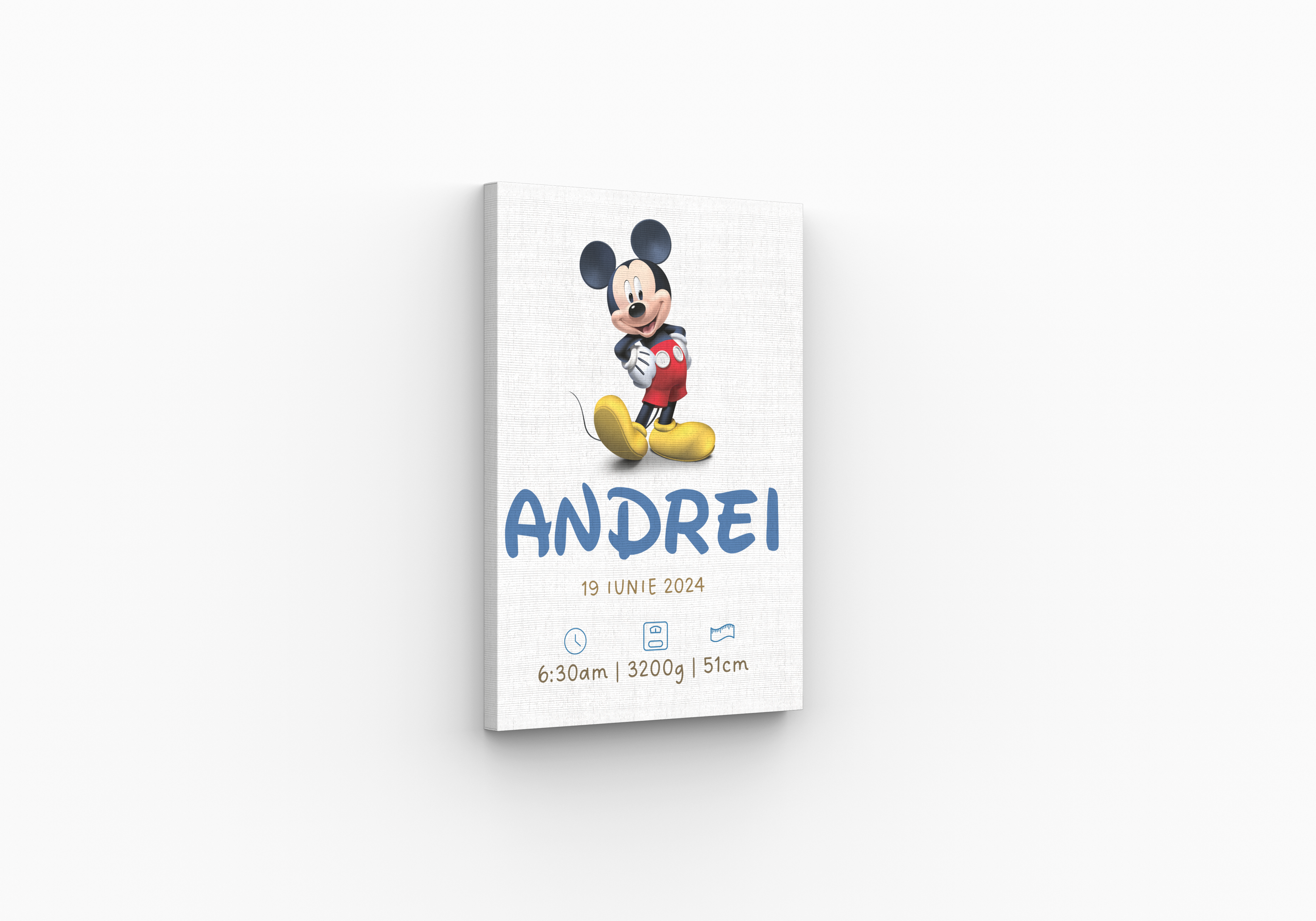 Tablou personalizat cu detaliile nașterii – Mickey Mouse