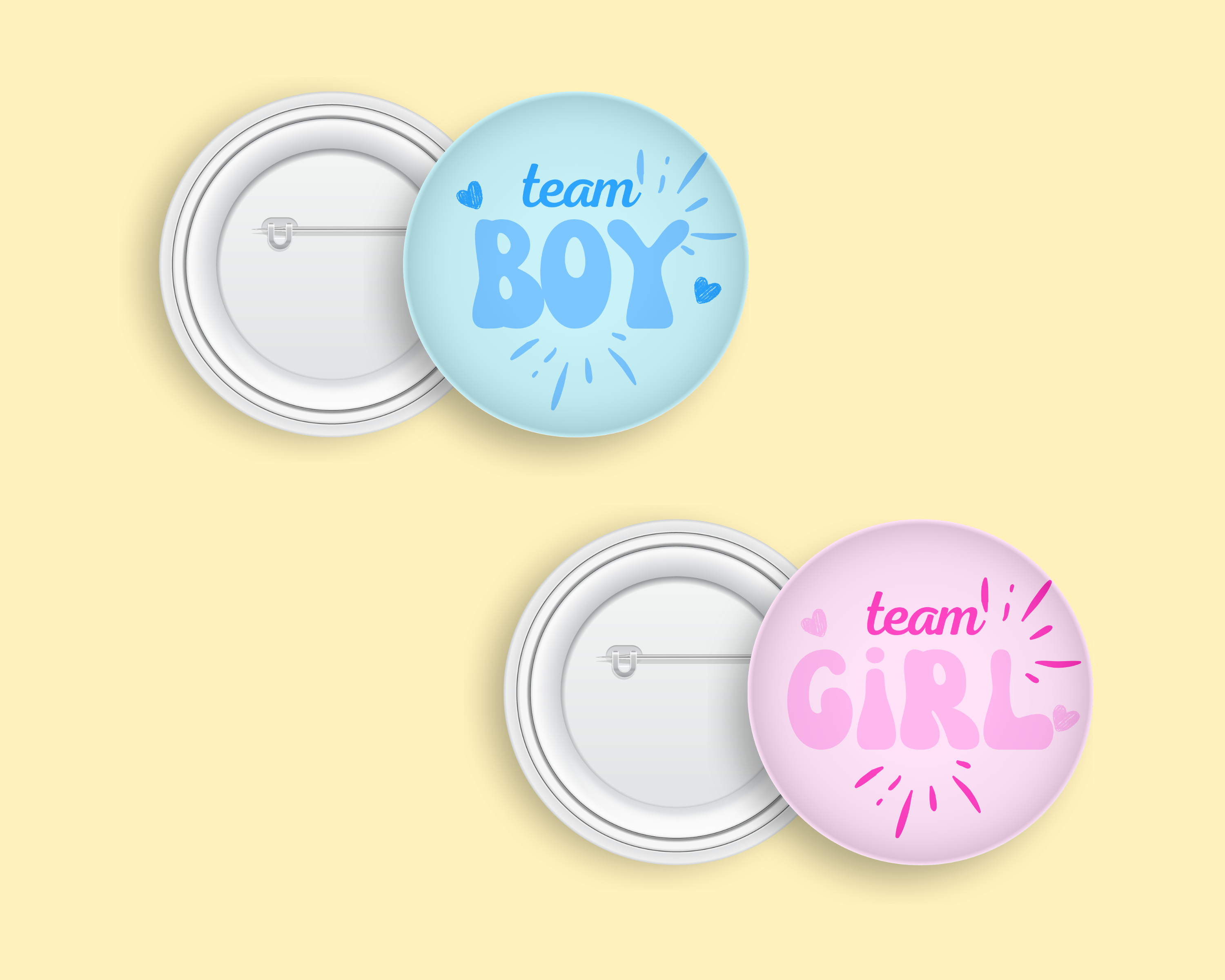 insigna personalizata cu text team boy and team girl