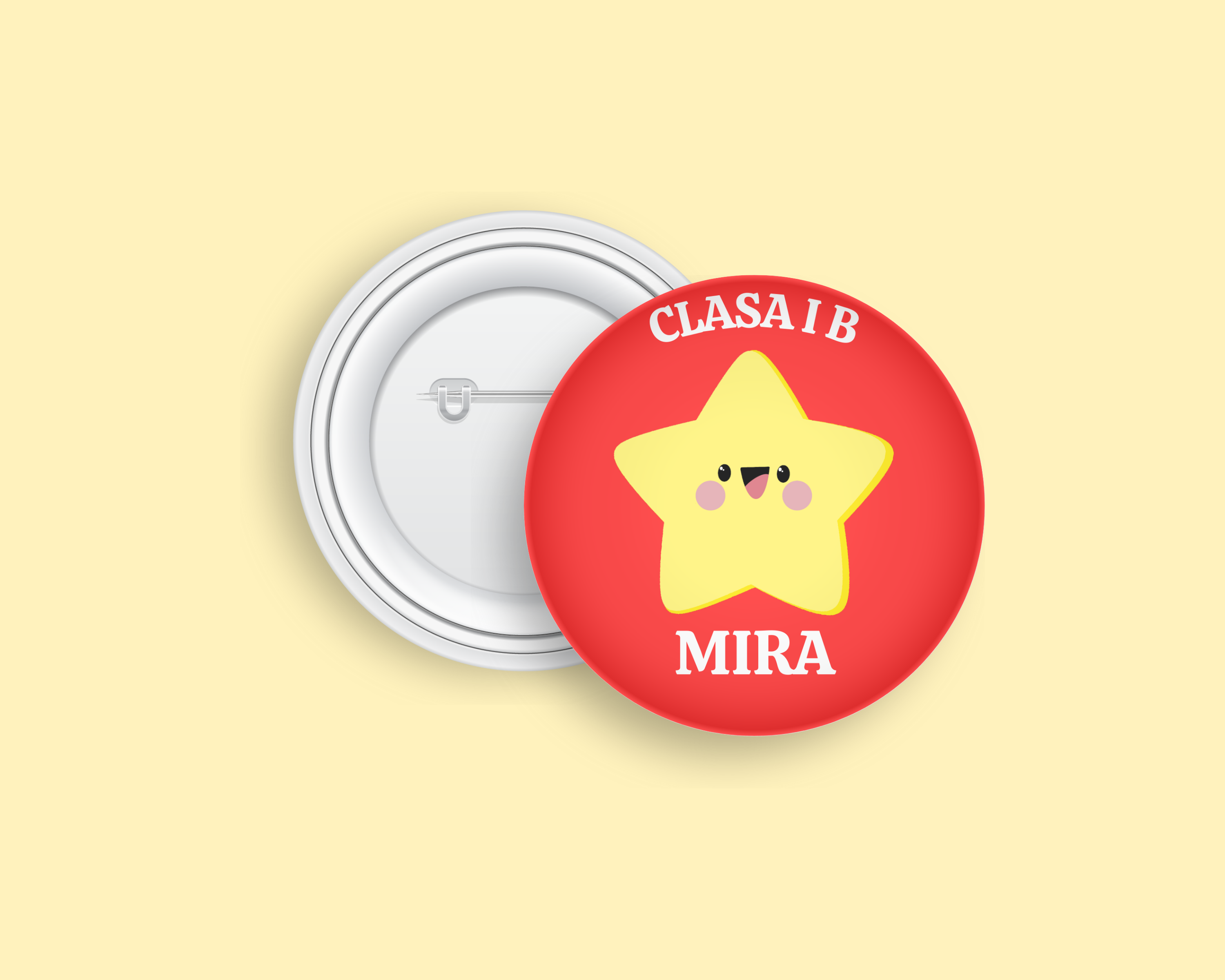 insigna personalizata cu text - steluță