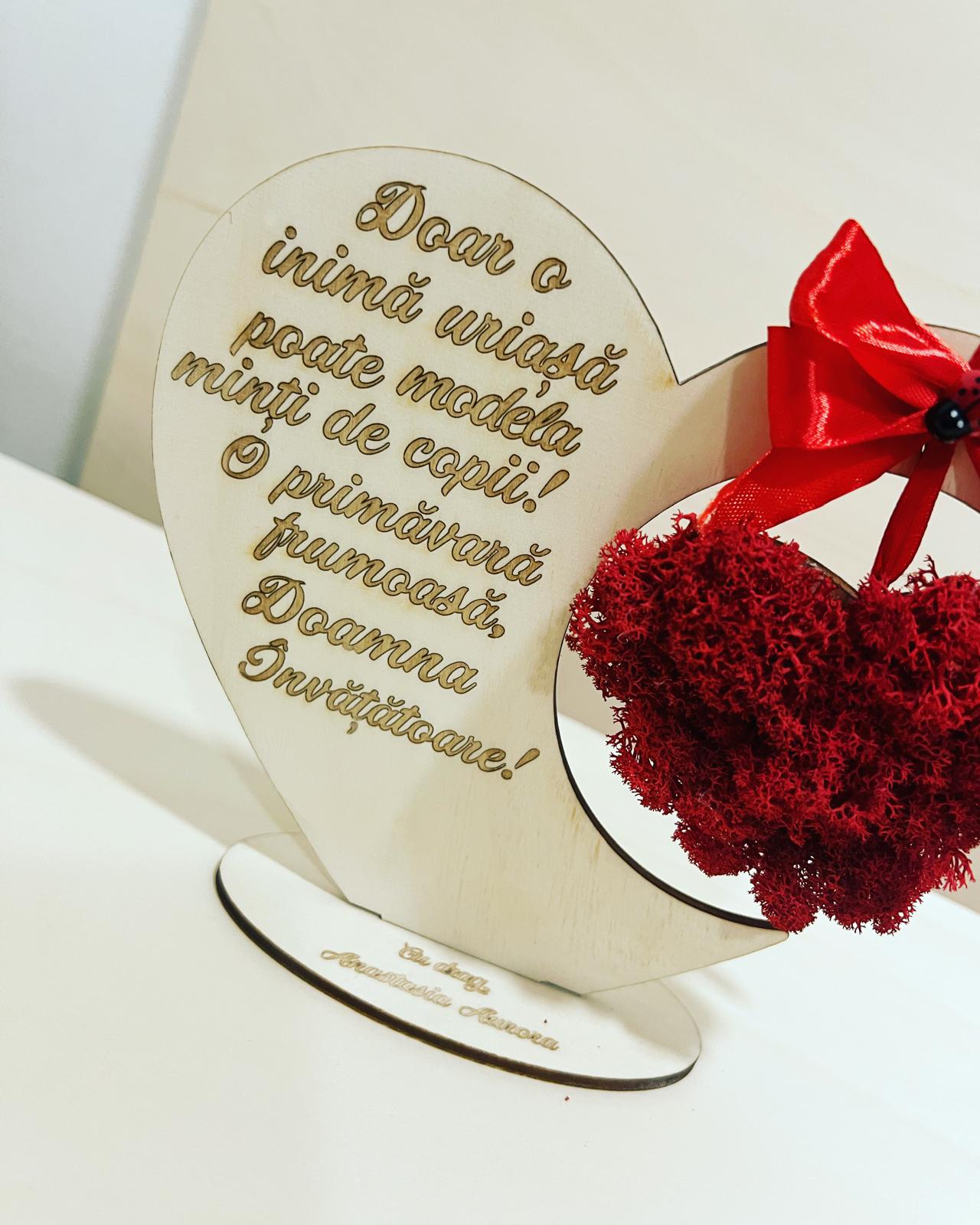 Decorațiune Cadou Inimă din lemn personalizat - Doamna Învățătoare - imagine 2