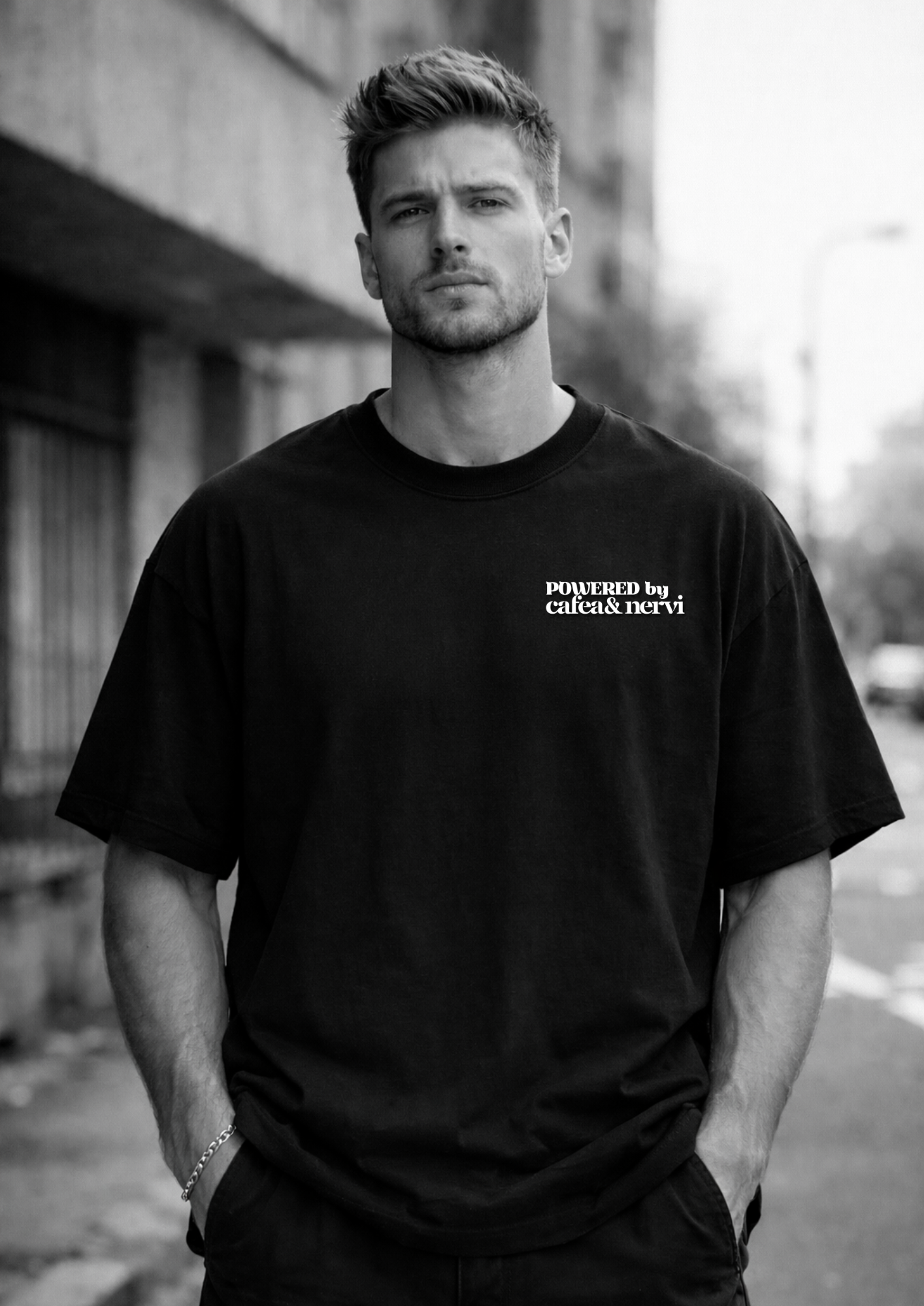 tricou unisex powered by coffee si nervi