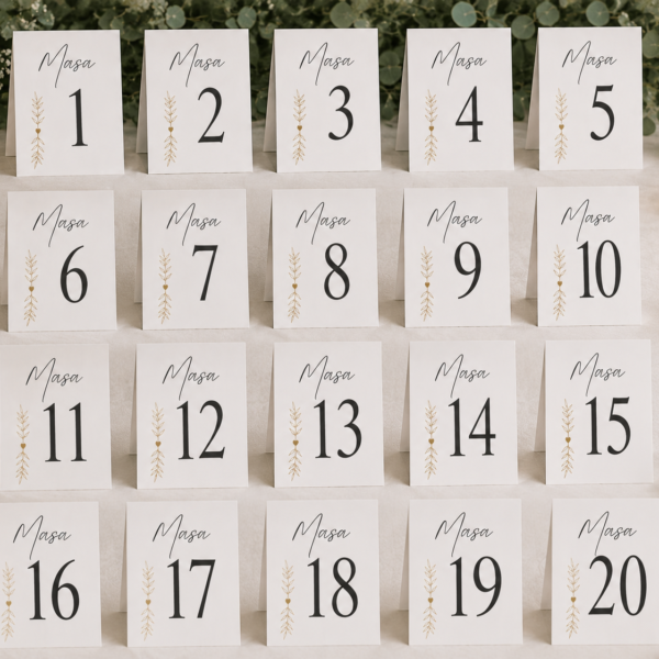 Set 20 Numere de Masă pentru Nuntă – golden leaf
